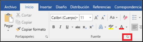 Acceso al menú Fuente